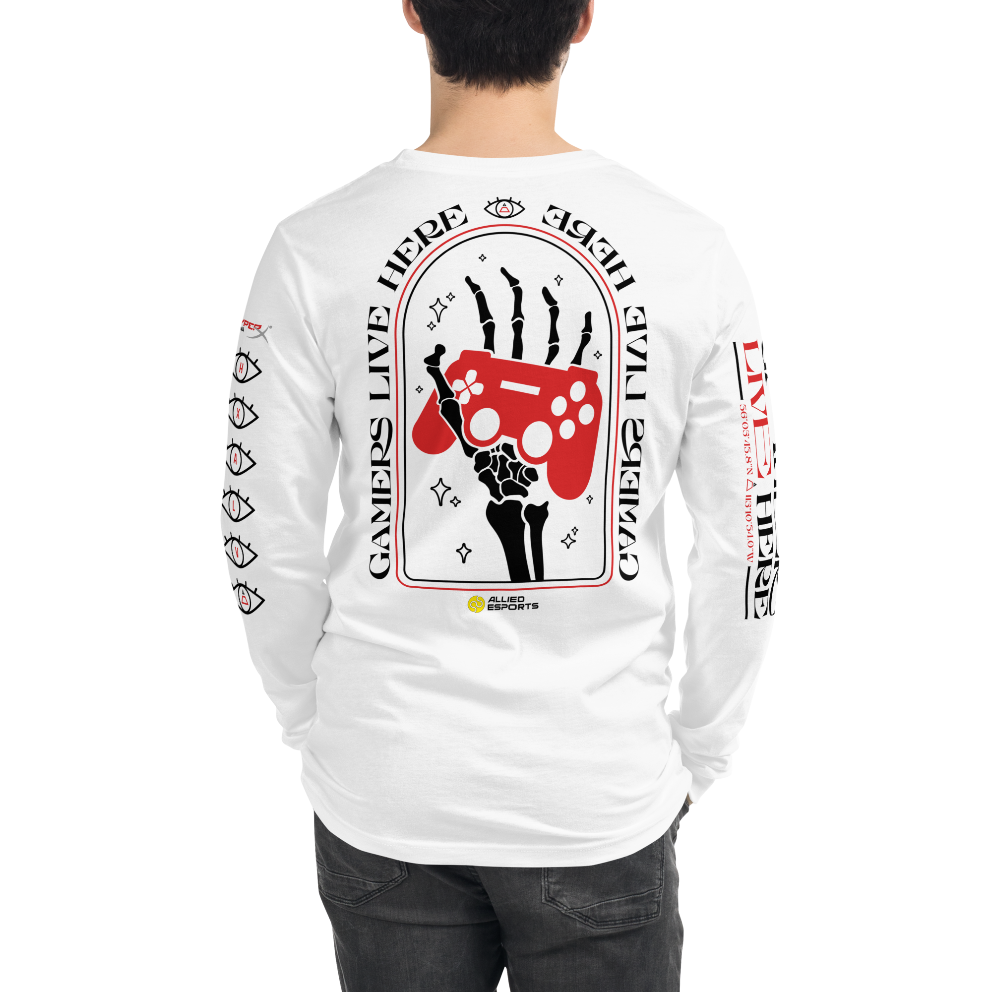 HXALV Skeleton Long Sleeve Tee - White - Allied Gaming